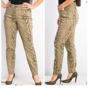 Style & Co Women's Curvy Tummy-Control Printed Skinny Jeans Brown